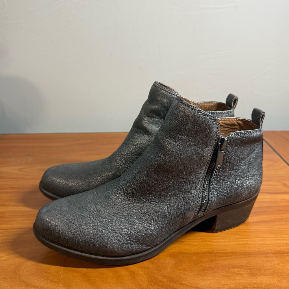 Lucky Brand Basel Bootie Size Zip Ankle Pewter Grey Casual Neutral W9.5